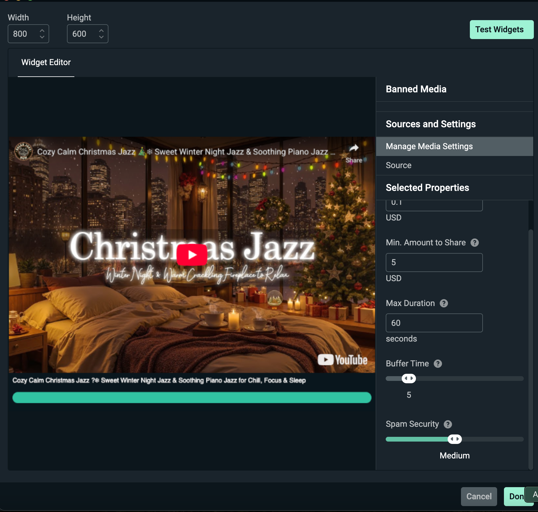 streamlabs media share widget settings in Streamlabs Desktop